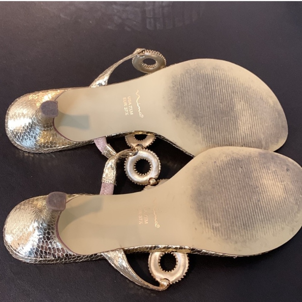 Nina womens gold sandals size 7.5 night out glam metallic dressy jewels feminine - Picture 5 of 5